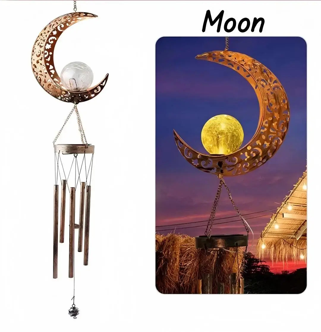 Glowing Crackle Glass Solar Wind Chimes Waterproof LED Outdoor Wind Bells Unique Garden Decorative Gifts