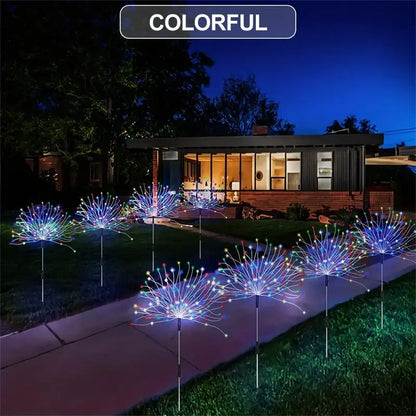 1/2/4/6Pcs Solar Firework Light Waterproof Outdoor 8 Lighting Modes 90-200LED Fairy String Light Christmas Decor For Garden