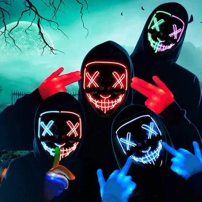 Poptrend Halloween Mask LED Light up Mask Scary mask for Festival Cosplay Halloween Costume Masquerade Parties Carnival Gift