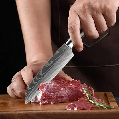Stainless Steel Kitchen Knives with Wooden Handles