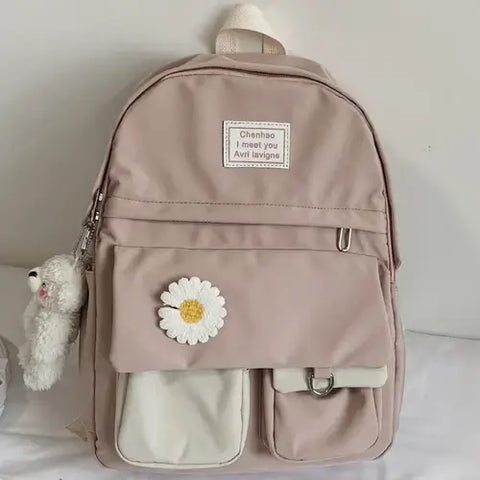 College Student Ladies Cute Backpack Women Flower Female Harajuku.