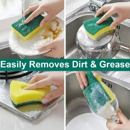 Double Sided Magic Sponge for Motorcycles, Pots, and Kitchens - Heavy-Duty Grease Cleaning Sponge