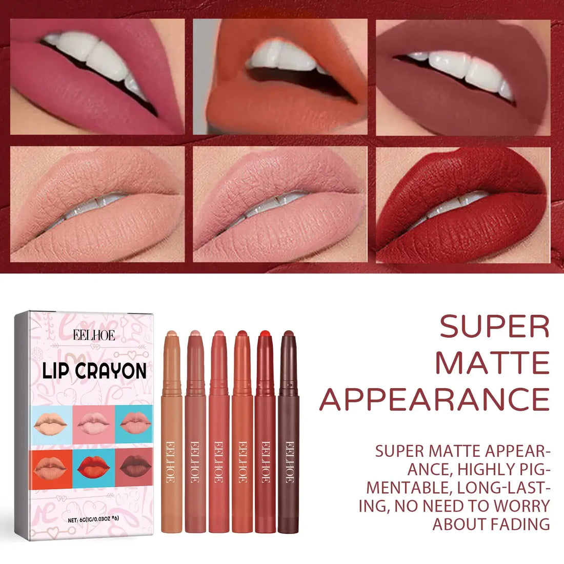 6 Colors Non-fading Lip Gloss Waterproof Lipstick Pen Matte Long-lasting Sexy Lip Gloss Beauty Matte Lip Liner Lip Makeup
