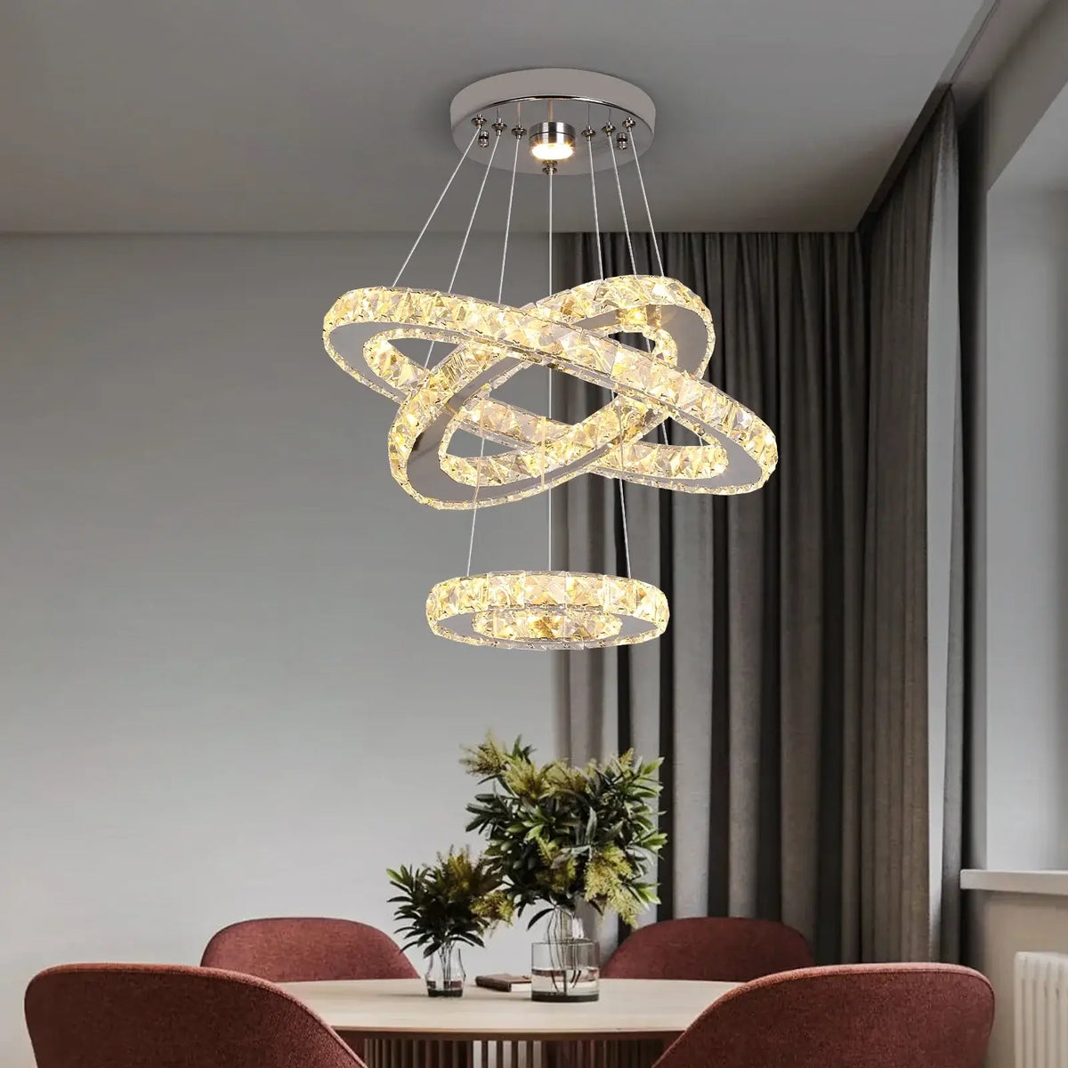Modern Crystal Ring LED Pendant Chandelier