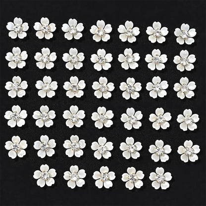 40pcs Imitation Pearl Flower-shaped Rhinestone Buttons for Jewelry Making Decorative Hat Clothes DIY Craft Sewing Accessories