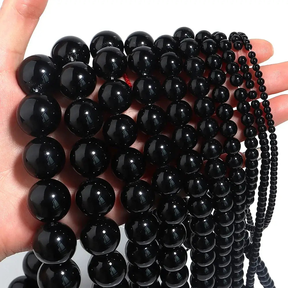 natural black onyx agate beads for jewelry making