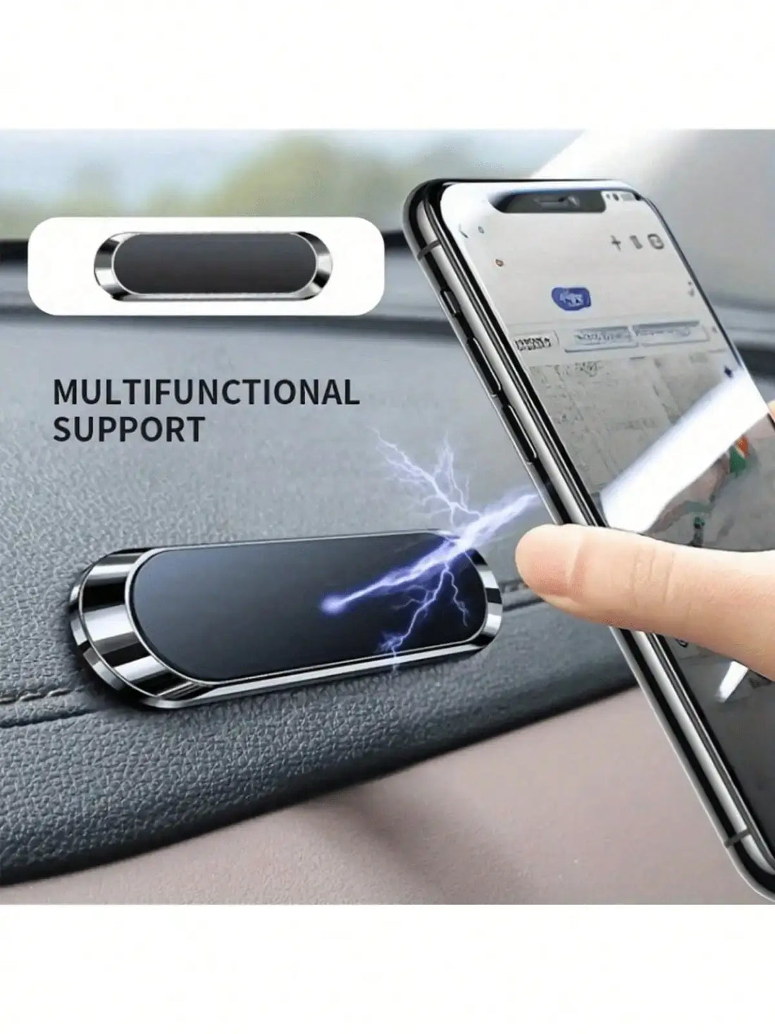Magnetic Metal Phone Holder | Universal Stick-On Car Mount | All Smartphones
