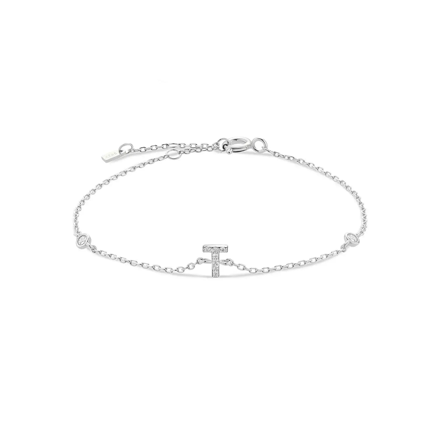 925 Sterling Silver Initial 26 Letters Alphabet Monogram Gold Name Bracelet Crystal CZ Zircon 2021 Fashionable Jewelry