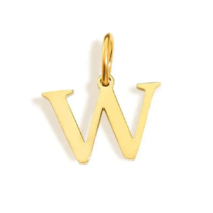 26 Letter Alphabet Initial 10mm Charm Pendant Jewelry Gold Stainless Steel Simple PVD Plated DIY Necklace Bracelet Jewelry