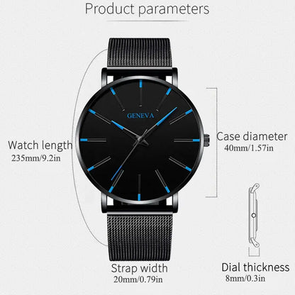 JIANUO Unisex Quartz Mesh-Strap Watch