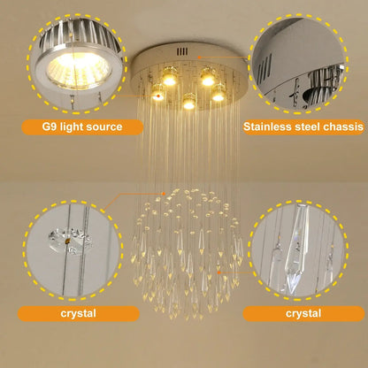 GreeLustr Crystal LED Chandelier, Ring or Raindrop Design
