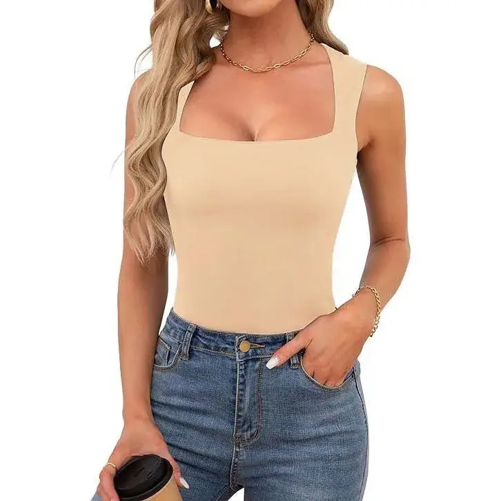 Slim Fit Square Collar Sleeveless Vest for Women Stylish Trendy Base Layer Top Fashionable Casual Wear Versatile Comfortable