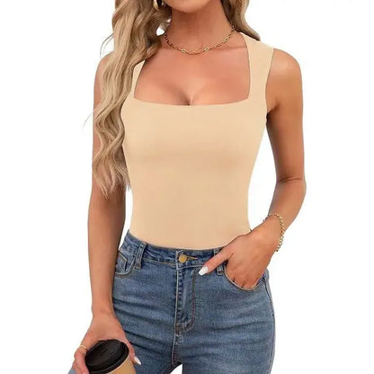 Slim Fit Square Collar Sleeveless Vest for Women Stylish Trendy Base Layer Top Fashionable Casual Wear Versatile Comfortable