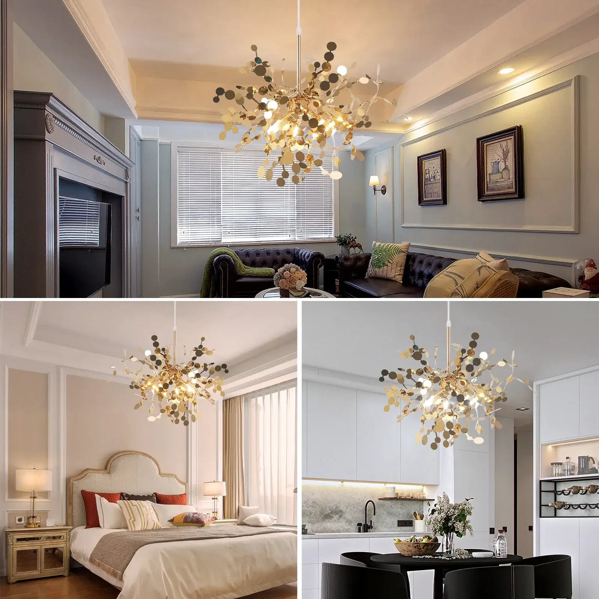GreeLustr Gold Firework-Style LED Chandelier, 44 or 65 cm