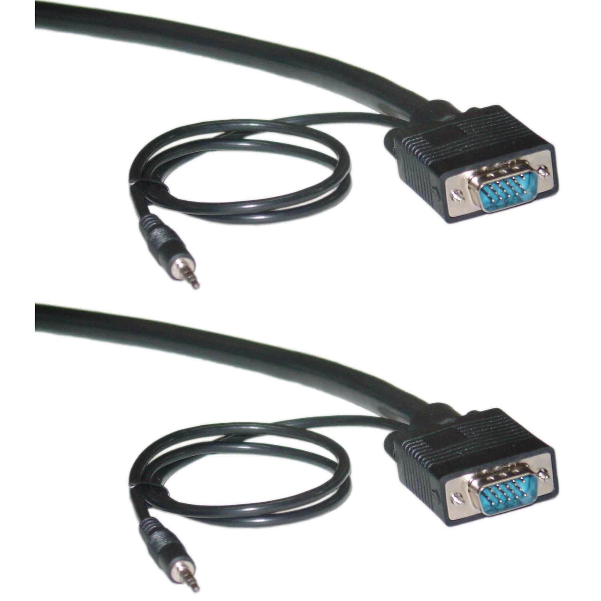 Shielded SVGA Cable with 3.5mm Audio, Black, HD15 Male, Coaxial.