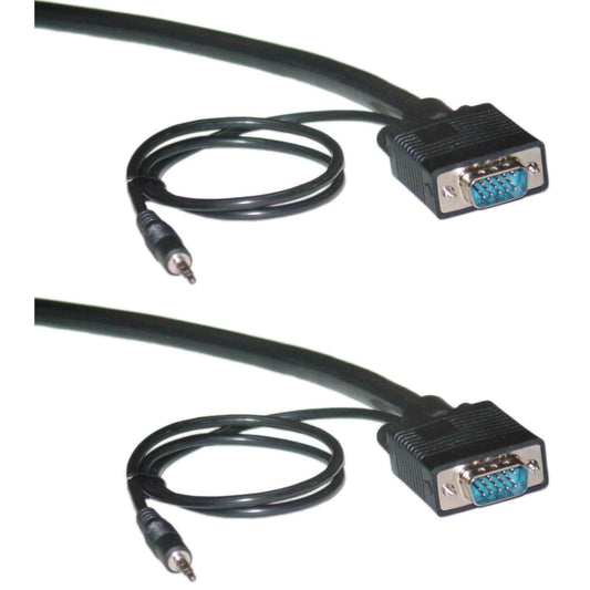 Shielded SVGA Cable with 3.5mm Audio, Black, HD15 Male, Coaxial.