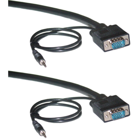 Shielded SVGA Cable with 3.5mm Audio, Black, HD15 Male, Coaxial