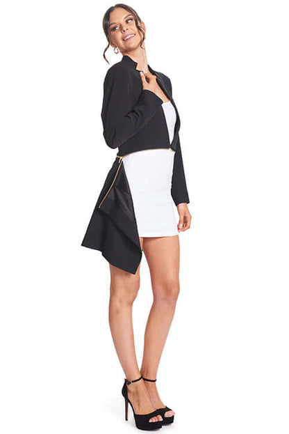 Convertible Notch Neck Blazer: Versatile 3-Way Style - Long, Cropped &amp;