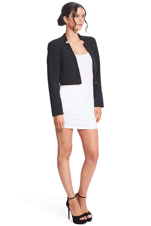 Convertible Notch Neck Blazer: Versatile 3-Way Style - Long, Cropped &amp;