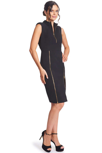 Just Zip It Dress - Sleeveless midi dress with exposed functional gold