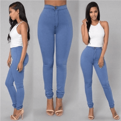 Solid Color Skinny Jeans High Waist Render Jeans
