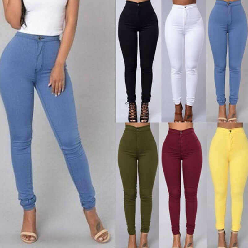Solid Color Skinny Jeans High Waist Render Jeans