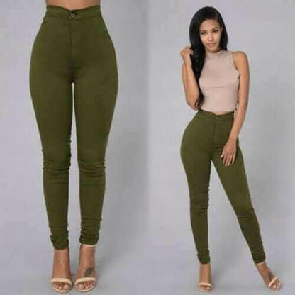 Solid Color Skinny Jeans High Waist Render Jeans