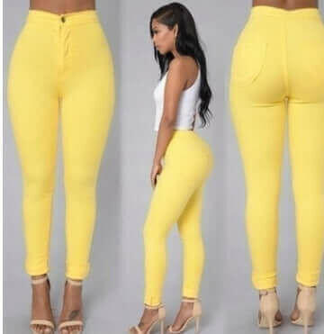 Solid Color Skinny Jeans High Waist Render Jeans