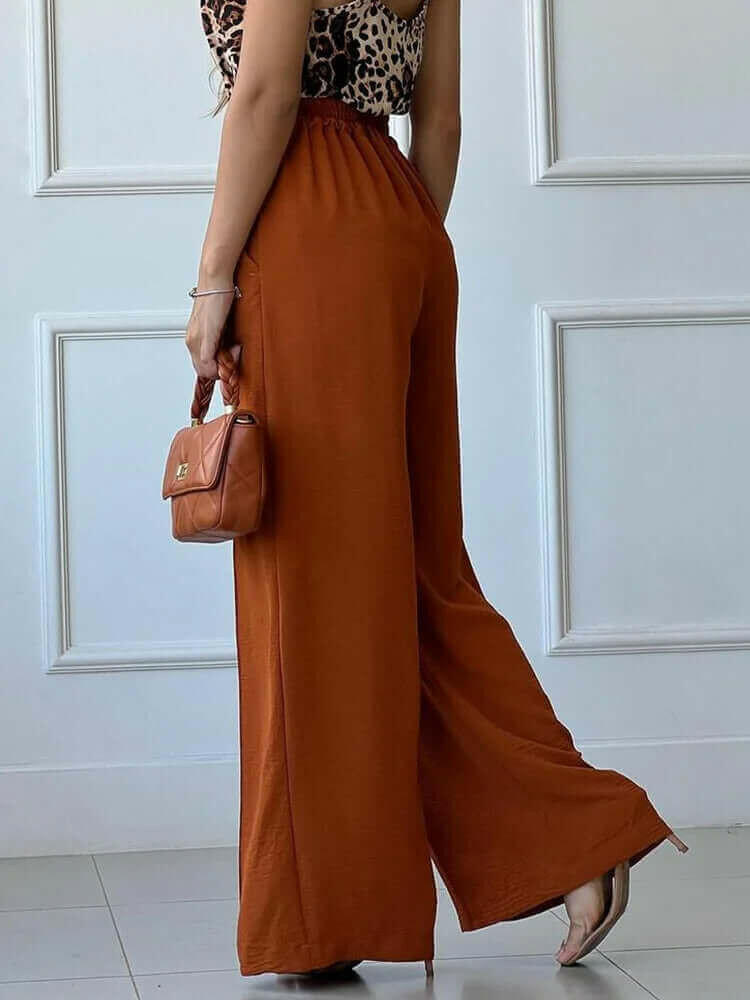 Solid Pleated Women Casual Wide Leg Pants