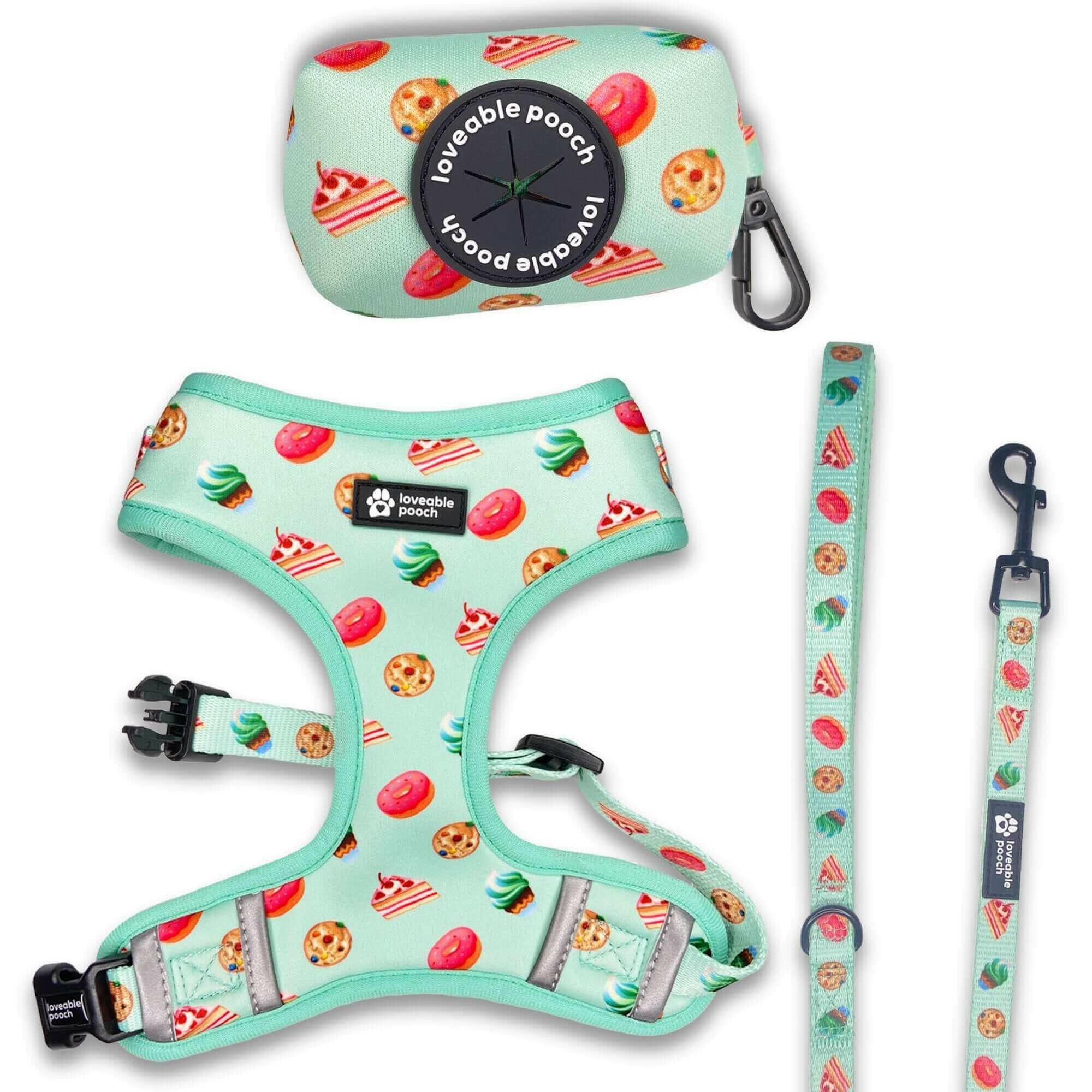 Sweet Treats Dog Harness & Leash Set.