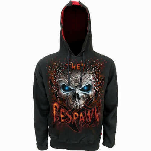 RESPAWN - Red Ripped Hoody Black.