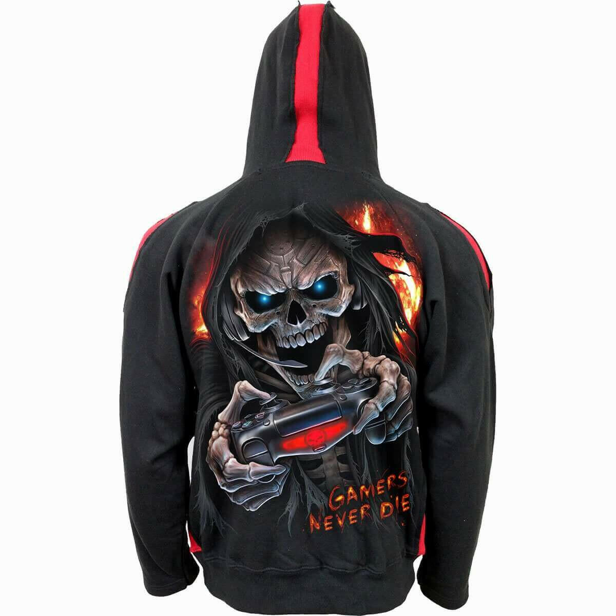 RESPAWN - Red Ripped Hoody Black.