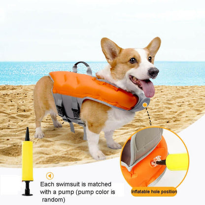 Dog Inflatable Swimsuit Easy to Carry Pet Life Jacket with Pump, Size:.