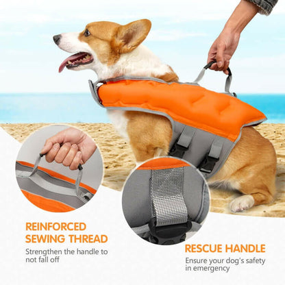 Dog Inflatable Swimsuit Easy to Carry Pet Life Jacket with Pump, Size:.