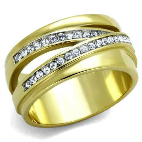 Women Stainless Steel Synthetic Crystal Rings.