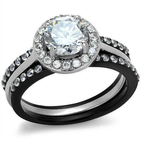 Women Stainless Steel Cubic Zirconia Rings TK2620.