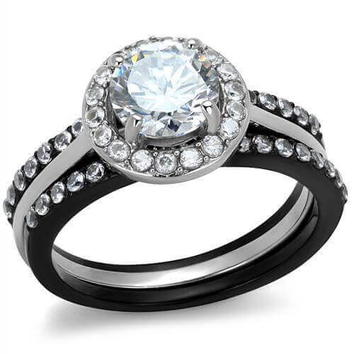 Women Stainless Steel Cubic Zirconia Rings TK2620