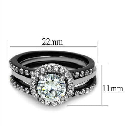 Women Stainless Steel Cubic Zirconia Rings TK2620.