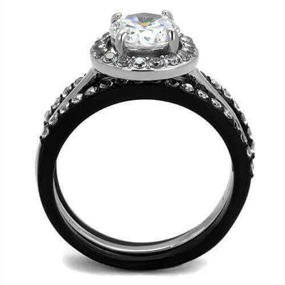 Women Stainless Steel Cubic Zirconia Rings TK2620.