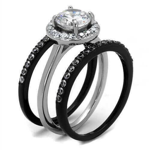 Women Stainless Steel Cubic Zirconia Rings TK2620.