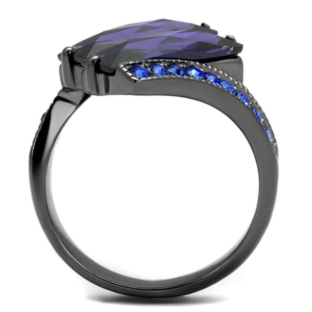 TK2996 - IP Light Black (IP Gun) Stainless Steel Ring with AAA Grade