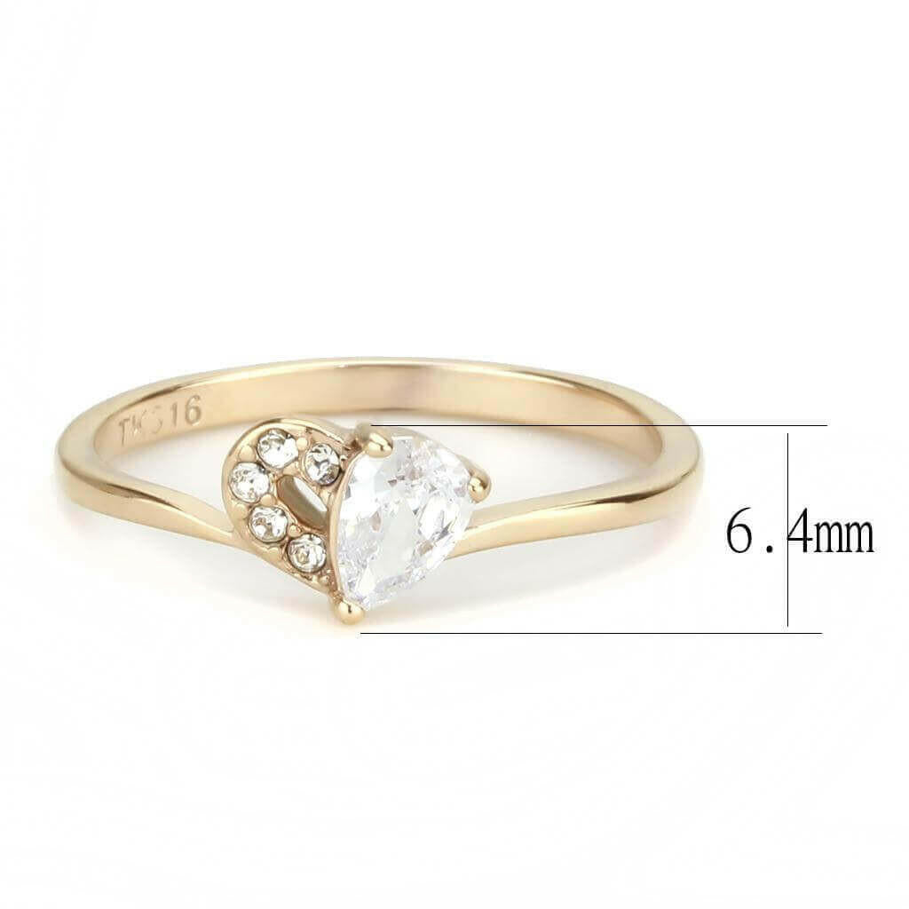 TK3713 - IP Rose Gold(Ion Plating) Stainless Steel Ring with AAA Grade.