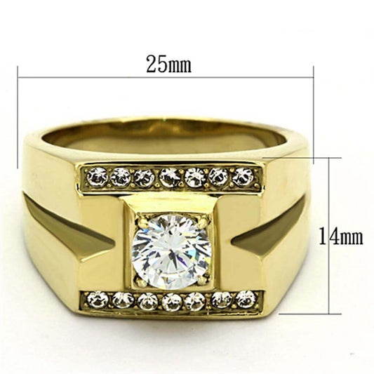 TK777 - IP Gold(Ion Plating) Stainless Steel Ring with AAA Grade CZ