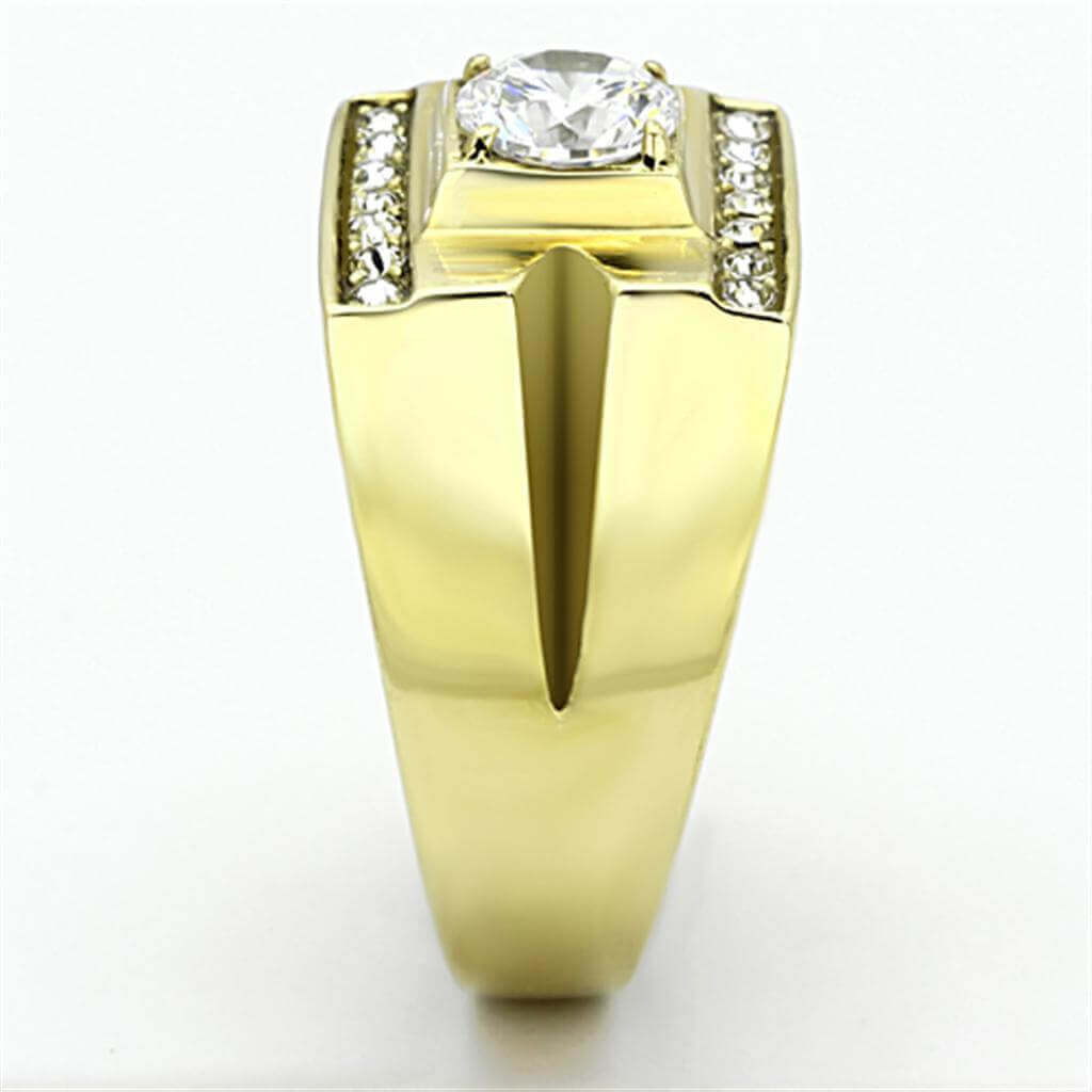 TK777 - IP Gold(Ion Plating) Stainless Steel Ring with AAA Grade CZ