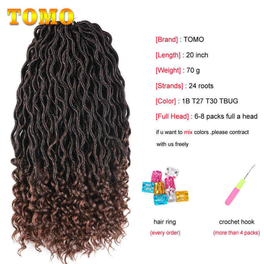 Tomo 20 Inch Goddess Faux Locs Crochet Hair Extensions Synthetic Soft.