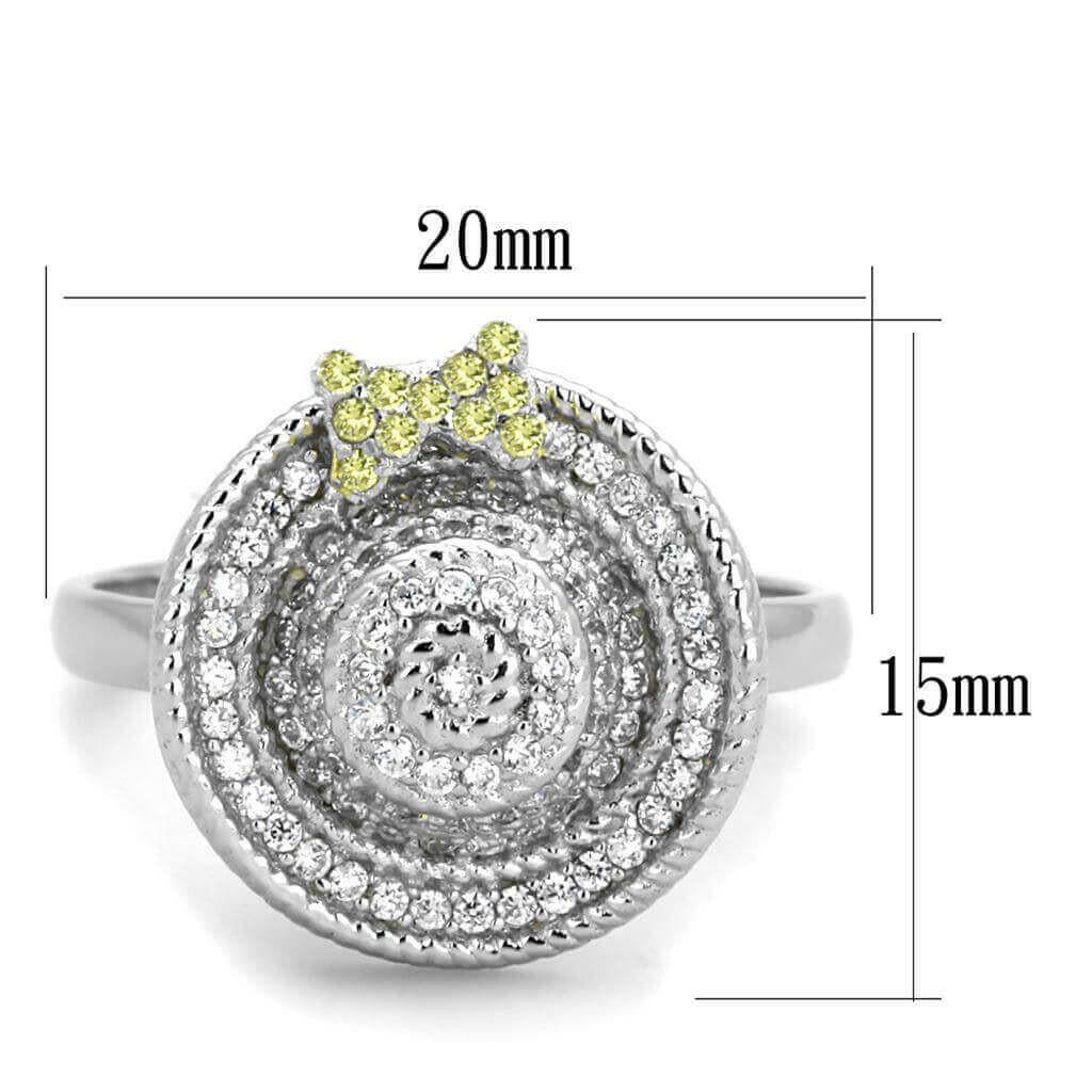 TS319 - Reverse Two-Tone 925 Sterling Silver Ring with AAA Grade CZ.