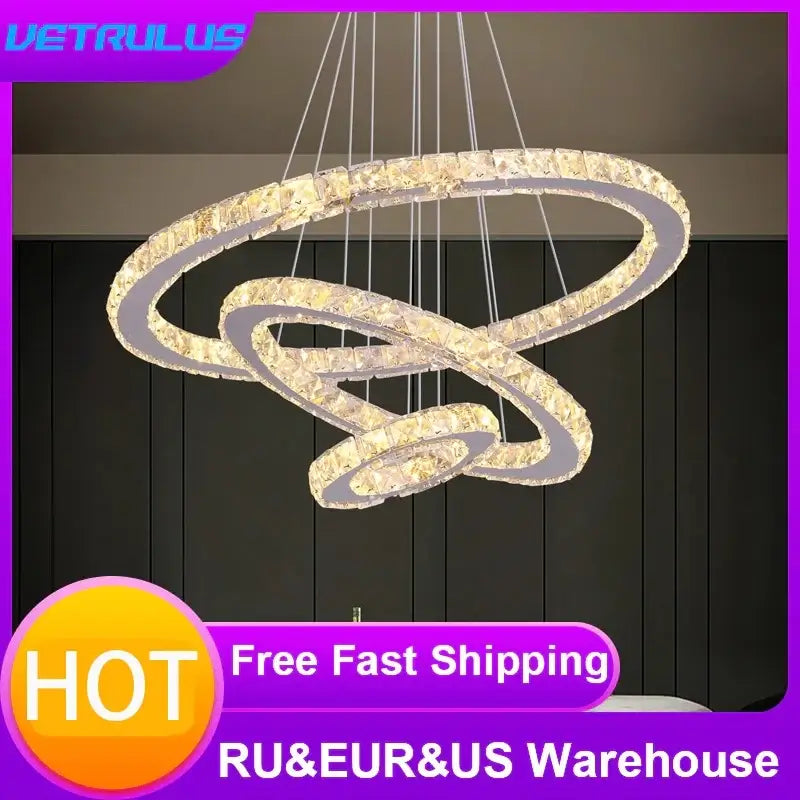 VETRULUS Crystal LED Chandelier with Selectable Size &amp; Controls
