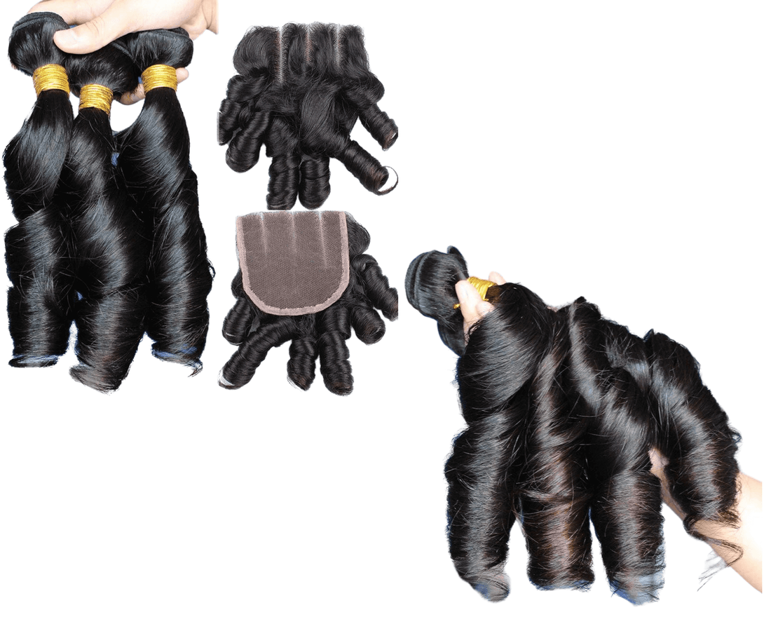 10A Grade 3/4 Romance Curl Fumi Human Hair bundles with 4x4 Closures &amp;