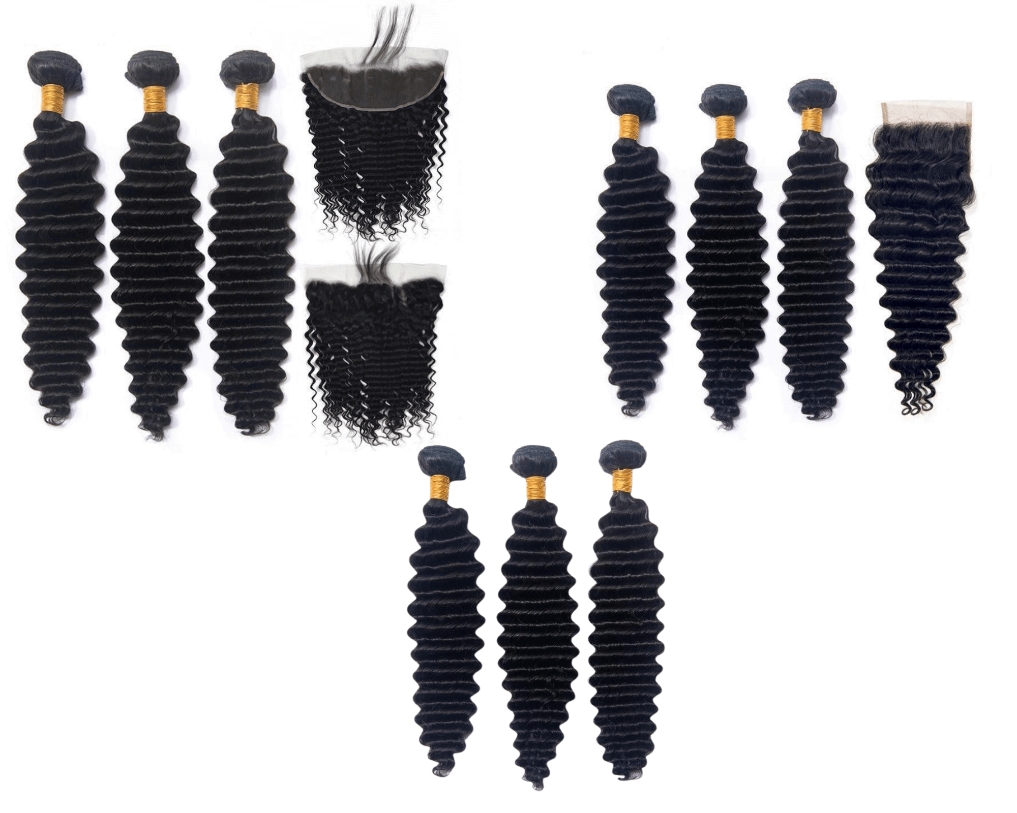 10A Grade 3/4 Loose Deep Wave bundles with 4x4 Closures &amp; 13x4 Frontal