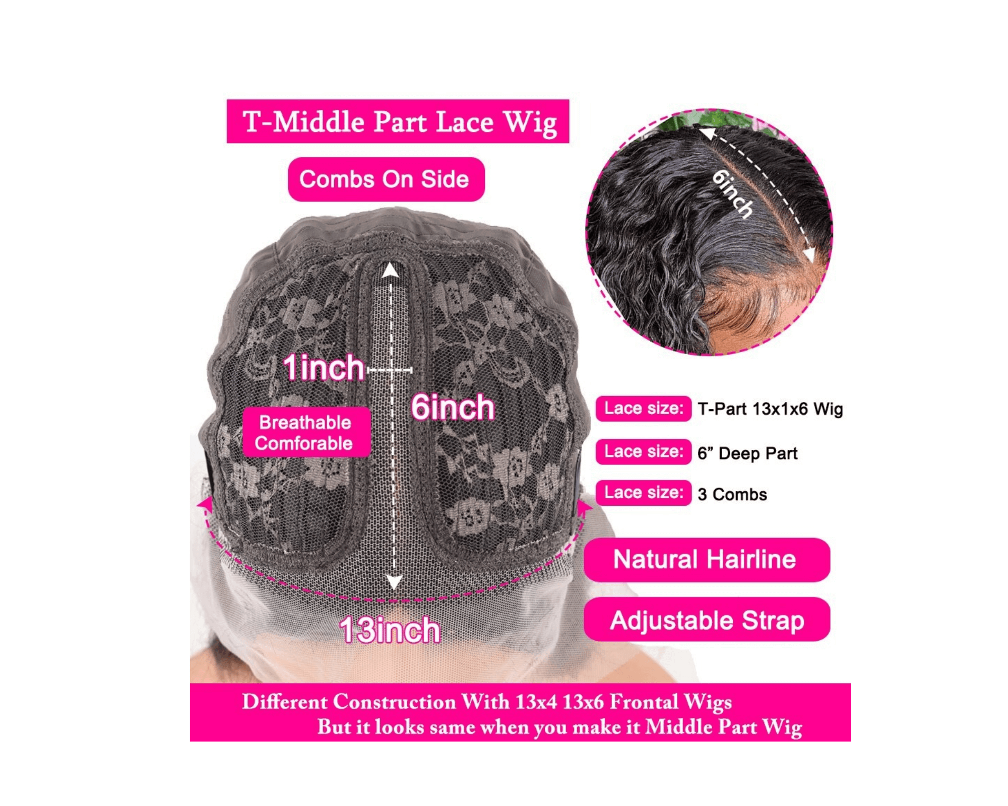 Transparent 13x1x6 Straight 13x4x1 T part Lace Frontal Human Hair Wigs